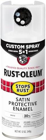 Rust-Oleum 376870 Stops Rust Custom Spray 5-in-1 Spray Paint, 12 oz, Satin White