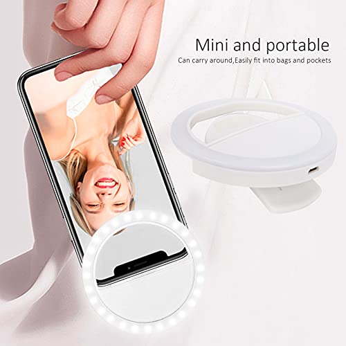 Bindpo Mini anel de luz de preenchimento, anel de luz de selfie, mini luz circular de LED, recarregá