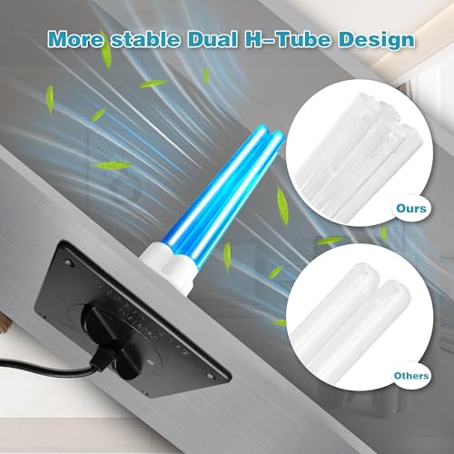 Image of COOSPIDER Powerful 80W UVC Sanitizer Light for HVAC Duct with 1 Spare Bulb | High-Power Duct UV Light for Whole Room with Ceramic Base, Dual H-Tube Design for Long-Lasting Performance
