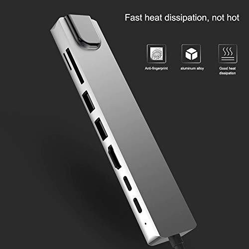 Image of Tobo 8 in 1 USB C Hub with Ethernet Adapter, 4K HDMI Output, Type C Power Delivery, SD /Micro SD Card Reader and 3 USB 3.1 Ports for MacBook Pro, XPS and More (Space Grey) TD-174TC