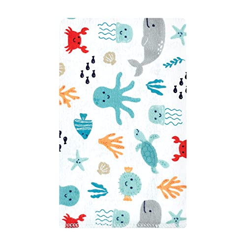Image of Hudson Baby Unisex Baby Cotton Flannel Burp Cloths, Sea Characters, One Size