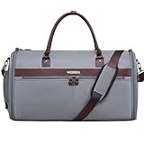 Vessgra Kleidersack Reisetasche, Wasserdichter Anzugtasche Reisetasche, 2 in 1 Kleidersack Tasche Kleidersack Reise, Garment Duffel Bag Handgepäck Anzug Herren Damen mit Schuhfach (Grau)