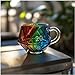 Dice glass coffee cup, polyhedral dice coffee cup with handle, dice shaped mug rainbow design, a gift for fantasy enthusiasts