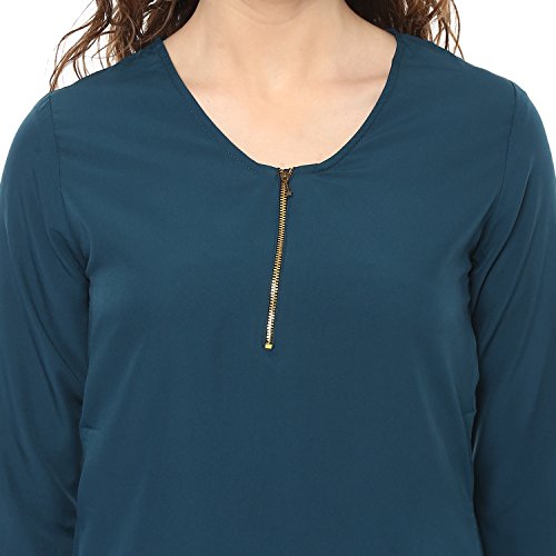 Image of mayra Women's Crepe Green Color 3 /4 Sleeve Top
