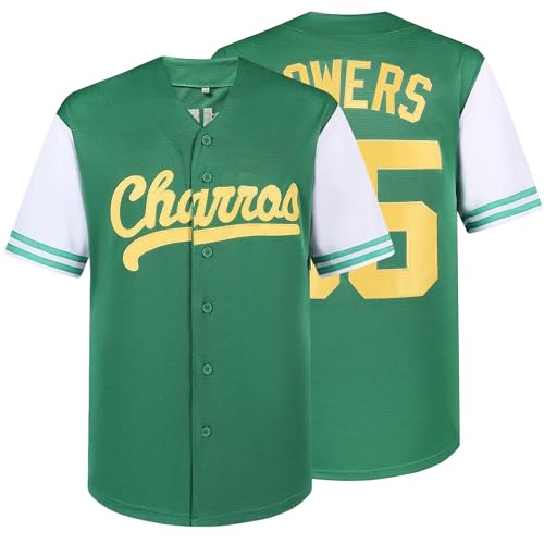 Kenny Powers Jerseys #55 Myrtle Beach Mermen Camiseta de Béisbol Button Down para Hombre