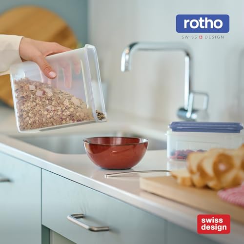 Rotho, DOMINO 18er-Set Vorratsdosen, mit dicht schließendem Deckel, spülmaschinengeeignet, transparent/blau