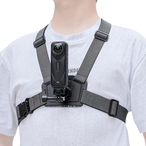 Rugvis Quick Release Adjustable Chest Mount Harness StrapChest Strap Body Mount for Insta360 X5/X4/X3/Ace Pro/Go3S