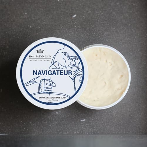Henri et Victoria Traditional Shaving Soap For Men | Navigateur Fragrance | Smooth Shave, Lathers Up Nicely, Long-Lasting Scent | Canadian Made by Skilled Artisan 114 g (4 oz) image 4