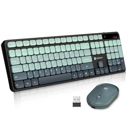 Image of Portronics Key11 Combo Rechargeable Wireless Keyboard and Mouse Set, Bluetooth 5.3&2.4GHz Wireless,Type-C Fast Charging,Gradient Keys, Noiseless Typing, High Precision Mouse, for PC&Laptop(Blue)