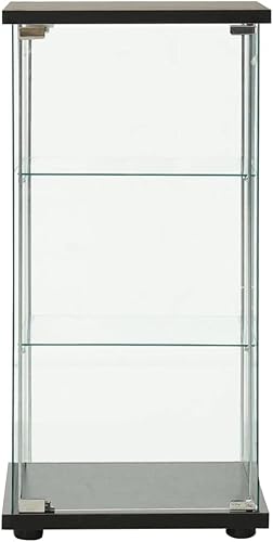 Miniatura 8 de loibinfen Armario de almacenamiento de vidrio templado, vitrina de vidrio con 3 estantes, estantería de pie para sala de estar, 16.7 x 14.4 x 33.9