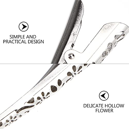 Beaupretty 4PCS Pinzas para Cabello tipo Cocodrilo de Metal Plateado, Diseño Hueco Largo miniatura 3