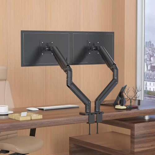 Image of UNIQ MOUNTS Heavy Duty 15-42 Inch Screen Gas Spring Dual Monitor Arm, Desk Mount, 15kg Load Per Arm, Swivel, Rotation, Tilt, VESA 75x75 100x100, Full Motion Adjustable Mount, 2 USB Ports