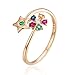 Anelli Kit Oro Rosa 18K, Pentagramma Di Fiori Anello Eternity Bianco Diamante Verde Rosa Blu Giallo Rubino Zaffiro Tsavorite 0.03ct Taglia 22