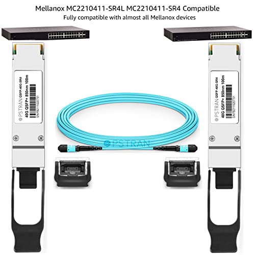 Image of 40GBASE-SR4 QSFP+ Optical Transceiver Module Compatible for Mellanox MC2210411-SR4L MC2210411-SR4 40G QSFP+ SR4 850nm 150m DDM MTP /MPO-12 MMF 4 Pack