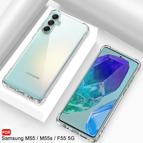 Image of TheGiftKart Transparent Crystal Clear Back Cover Case for Samsung Galaxy M55 / M55s / F55 5G | Shockproof Soft TPU Case | Cushioned Edges for Ultimate Protection Back Cover Case (TPU, Transparent)