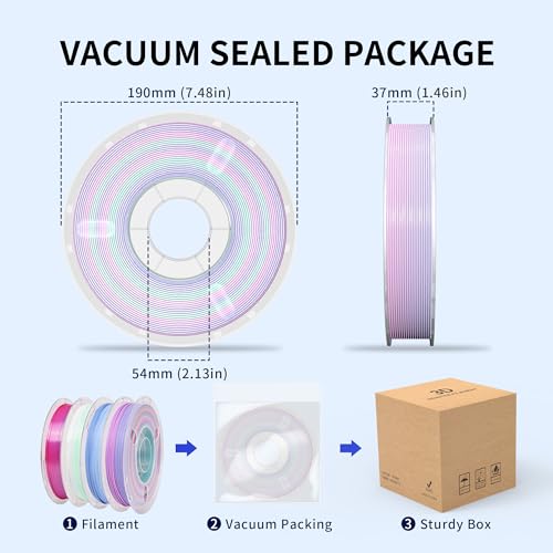 Image of RAMBERY 3D Printer Filament Bundle 500g x 4 Spools, Silk & Matte Rainbow PLA Filament, Multicolore Fast Color Change 1.75 mm 3D Printing Filament