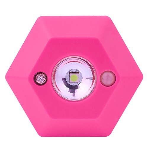 Starnearby Hexagonal Motion Sensor Body Induction Battery Powered LED Light Lamp(Pink)