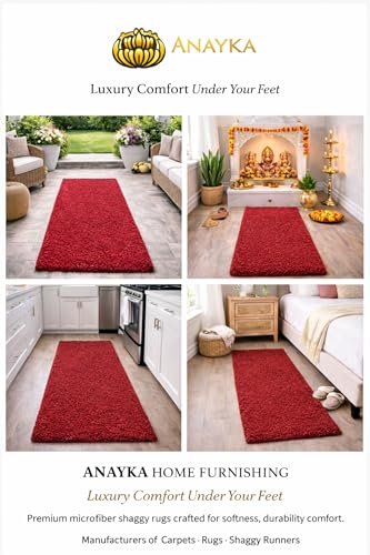 Image of Super Soft Microfiber Bedside Runner for Bedroom, Kitchen, Office, 2 x 5 Feet, Colour: Red, Thickness 1.5 Inches
