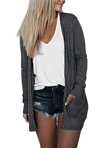 Image of DB MOON Womens Long Cardigan 2026 Fall Lightweight Long Sleeve Open Front Sweater with Pockets