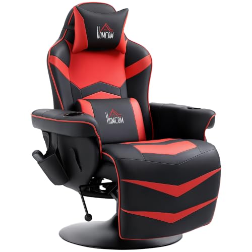 HOMCOM Fauteuil TV inclinable massant électrique pivotant 360° – Rouge