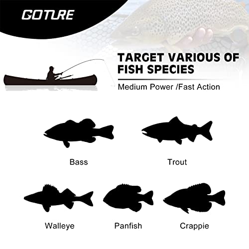 Goture Spinning Fishing Rod, Composite Graphite & Glass Blanks, Stainless Steel Line Guides, 2-Piece Spinning Rod Freshwater Saltwater Fishing Pole Bass Trout Crappie (6'-Medium) #TOP2