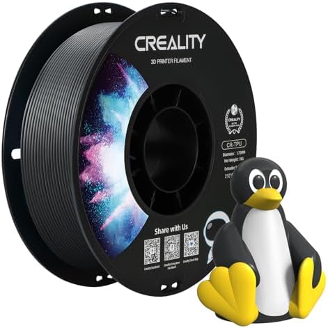 Creality Official TPU Filament 1.75mm, TPU Black Filament Tougher and Stronger 3D Printer, Less-Tangle Dimensional Accuracy +/- 0.03mm 1kg/Roll(2.2lbs) Fit for Most FDM 3D Printers