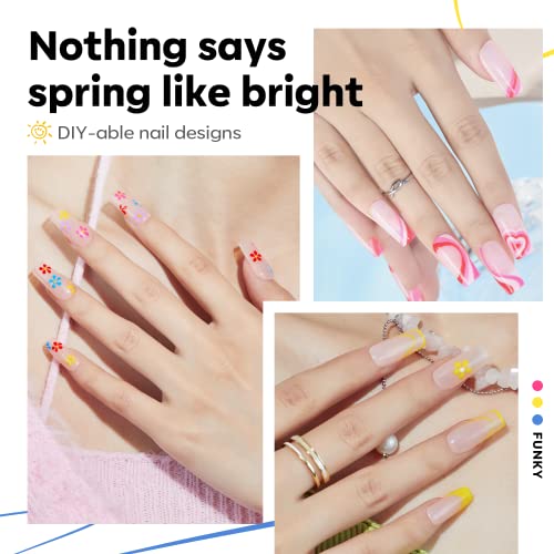 Modelones Gel Polish Nail Art Gel Liner Set, 12 Colors Black Red Pink Yellow Green Glitter Spring Summer Gel Polish For Swirl French Tip Painting Designs Soak Off Built Thin Brush Diy Nail Starter Kit #TOP2