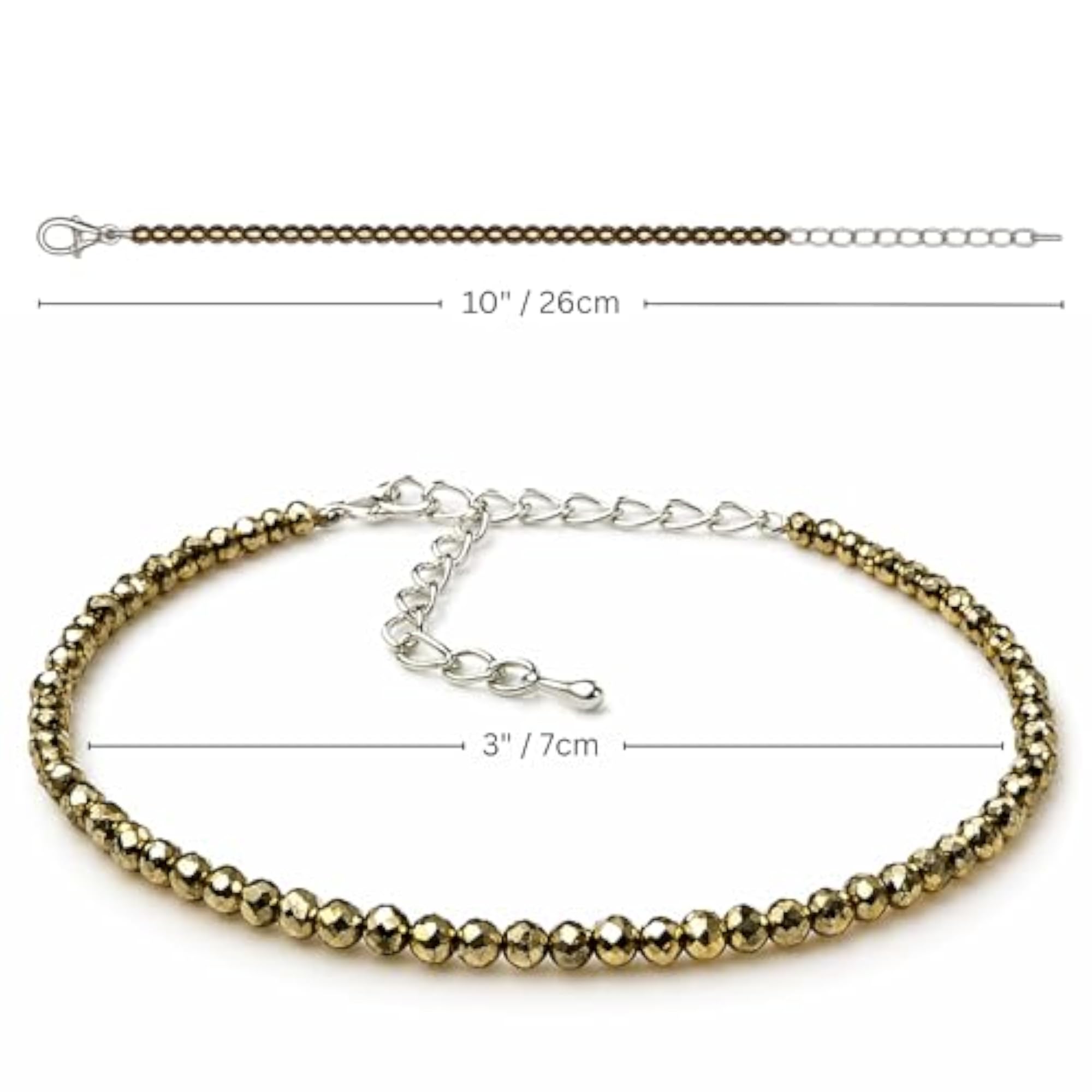 Women's Pyrite Anklet, Healing Stone for Wealth & Luck