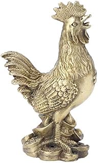 Feng Shui Rooster, 6 x 10cm Brass Rooster Statue, Copper Chicken Decoration for Home Decor Symbol of Luck and Wealth