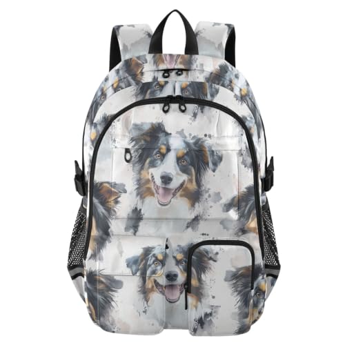 Mochilas para portátiles de 17.5 pulgadas con estampado de pastor australiano para niñas