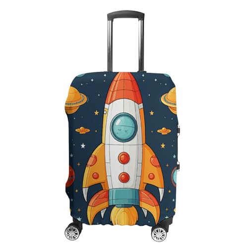 Rocket Clipart Space Ship Printed Luggage Cover Protector, Fits 18-32 Inch Luggage