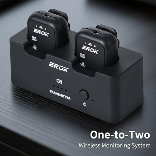 EROK WP-12 Wireless in Ear Monitor System, 2.4G Stereo Low Latency Transmitter and Receiver, Rechargeable in-Ear Ear Monitor for Live Stage, Recording, Studio Monitoring(1*Set) by EROK - Image 5