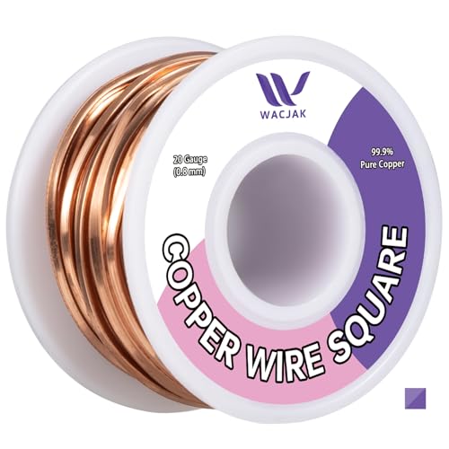 Wacjak 20 Gauge Square Copper Wire 99.9% Pure Copper Wire for Jewelry Making 30 Ft