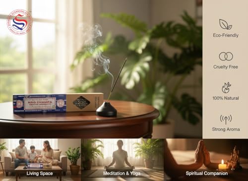 Image of Satya Smudge Incense Stick - Hand-Rolled Indian Masala Incense for Meditation, Yoga & Spiritual Cleansing Pack of 6 (Nag Champa)
