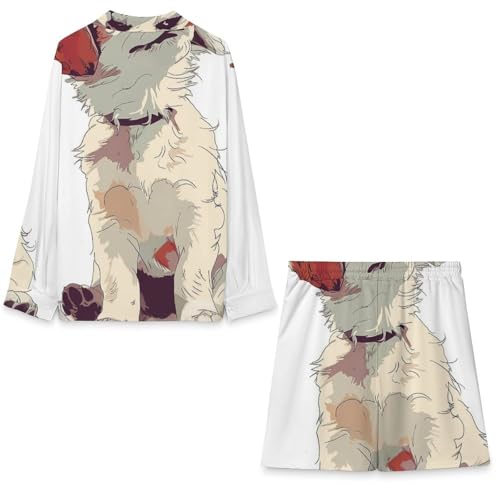 Cartoon Funny Little DoggyMen's Long-sleeved Suits for Everyday Casual Wear2