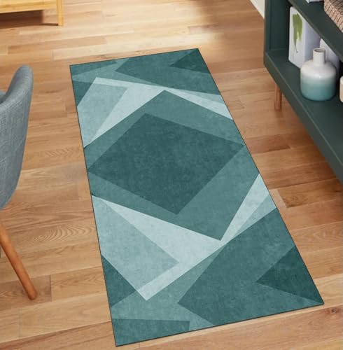 Alfombra larga lavable cian para transformar pasillos oscuros 2