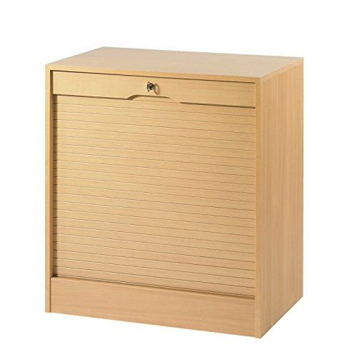 SIMMOB Classeur à Rideau Largeur 70 cm Hauteur 76 cm 8 Niches 2 Kits DS - Hêtre