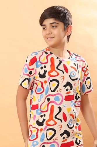 Image of Boys Halfsleeves Cotton Solid /Printed T-Shirt & Shorts Summer Co-ord Set /Clothing Set /Casual wear