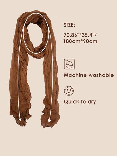 Linen Coverups for Women Vintage Cotton-linen Blend Scarf for Women - Soft Crinkle Shawl Wraps,Unseix Style3