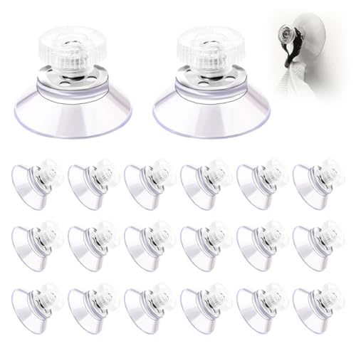 20 Piezas Ventosas de Plástico Transparente, para cristal, con Tuerca de Tornillo Fuertes de PVC Soporte de Rosca de Succión Adhesivo para Vidrio Tela de Sombra Coche Pared Baño Puerta Ventana