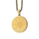 [ＴｉｎｇＴｉｎｇ　Ｒｏｓｅ] 智慧を司る学問の神様 文殊菩薩と梵字真言ラウンド型 ネックレス 316l 甲丸チェーン ゴールド