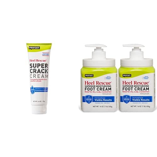 Profoot Heel Rescue Foot Cream 16 Ounce Bottle, 2 Pack Heel Rescue Super Crack Foot Cream, 4.4 Ounce - Bundle