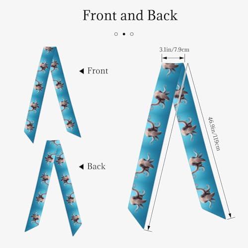 Dumbo the Octopus Printed long scarf for women 46.9Ã—3.1 inches, drapey shawl, slimming accessories2