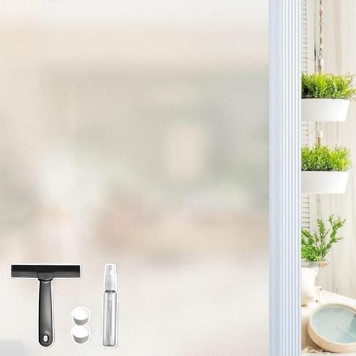 Qualsen Window Film Privacy frosted window film privacy film for glass windows Static Cling No Glue Anti UV for Office Home Bedroom Kitchen (30 x 200cm)