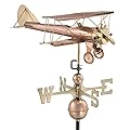 Good Directions Biplane Weathervane, Pure Copper, Airplane Weathervanes, Aviation Décor