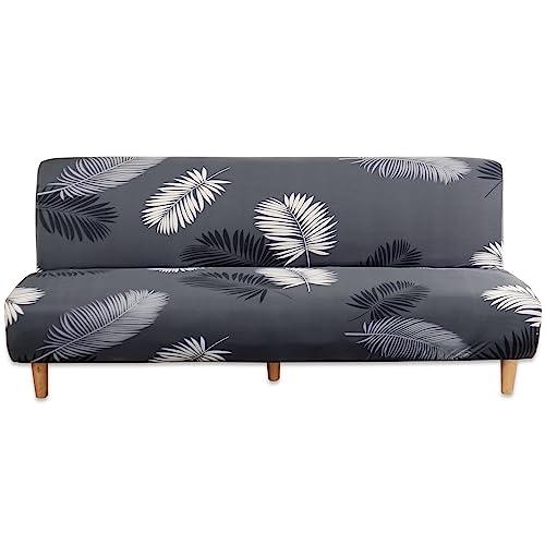 Jianyana Funda Sofa Cama, EláStico Funda Sofa Cama Sin Brazos de Sillon Cama 2-3 Plazas（Plumas Negro）