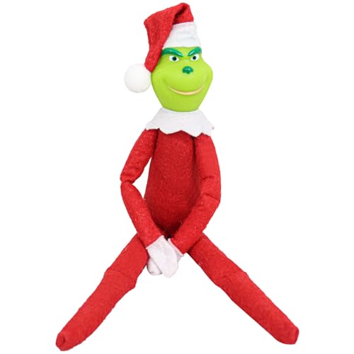 Applysu Christmas Grinch Doll Xmas - Peluche a forma di Babbo Natale Grinch sullo scaffale per la decorazione della casa