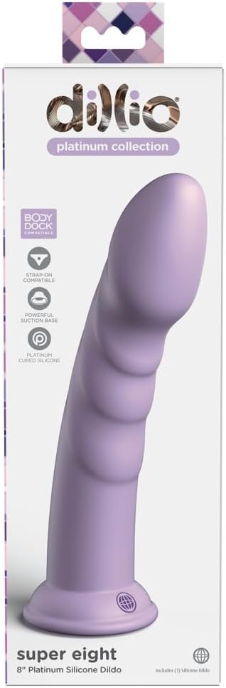 Pipedream Prorducts - Dillio Platinum Collection - Super Eight 8" Platinum Cured Silicone Dildo - Purple