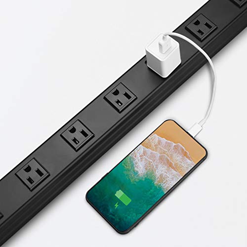 Heavy Duty Power Strip - 16 Outlet Industrial Metal Strip, 6FT Cord, 15A, 125V, 1875W (Black) - Thumbnail 7