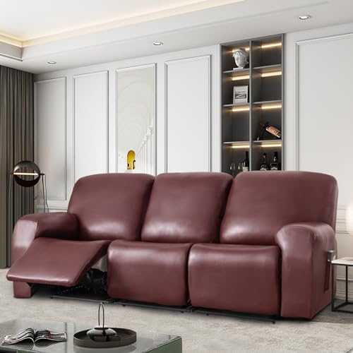 Housse de fauteuil inclinable imperméable en simili cuir 8 pièces pour canapé relax